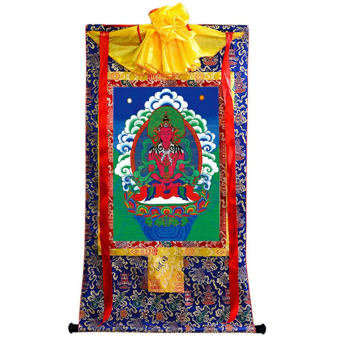 Amitayus - the Buddha of Longevity - Tibetan thangka painting, view 4