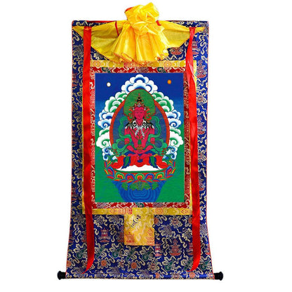 Amitayus - the Buddha of Longevity - Tibetan thangka painting, view 4