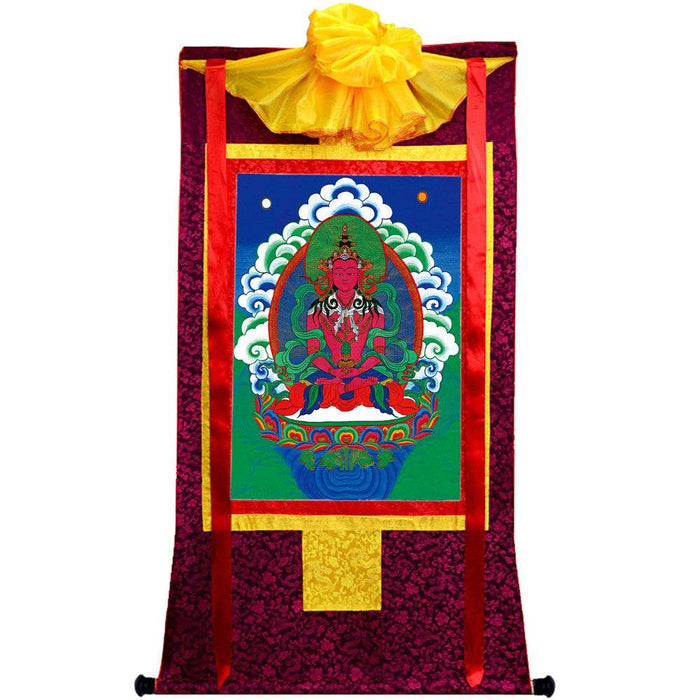 Amitayus - the Buddha of Longevity - Tibetan thangka painting, view 5