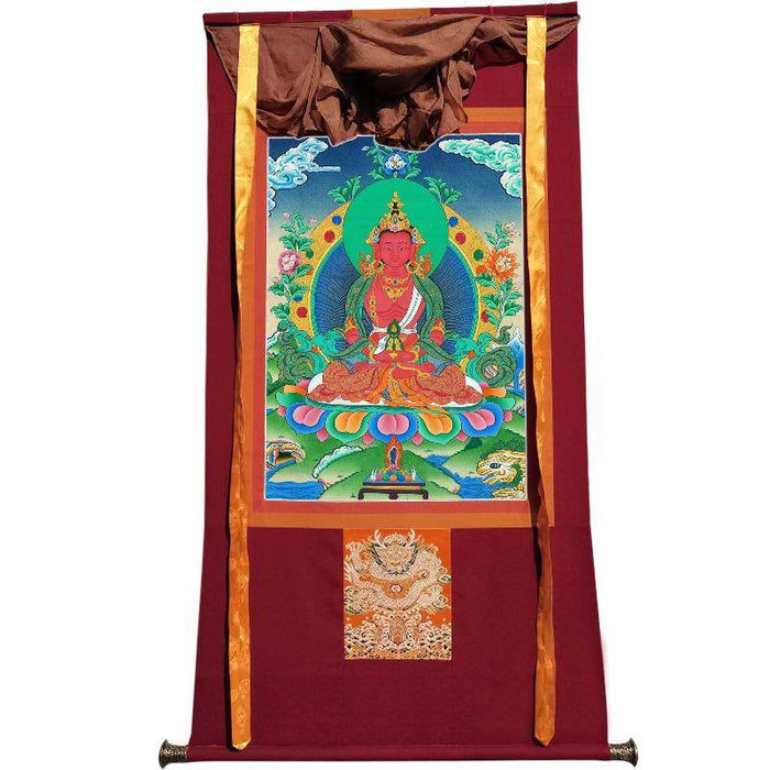 Amitayus - the Buddha of Longevity - Tibetan thangka painting, view 7