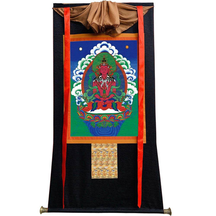 Amitayus - the Buddha of Longevity - Tibetan thangka painting, view 8