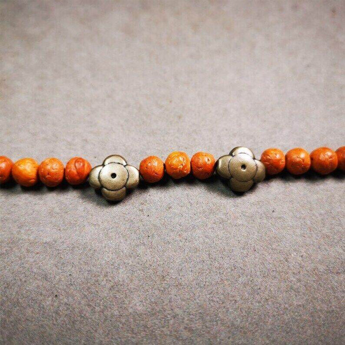 Amulet ,Gesong Flower Marker Spacer Bead for Prayer Bead,Mala - Tibetan Buddhist mala beads, front view