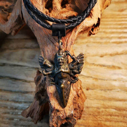 Amulet Pendant,Mahakala Phurba - Tibetan Buddhist amulet, front view