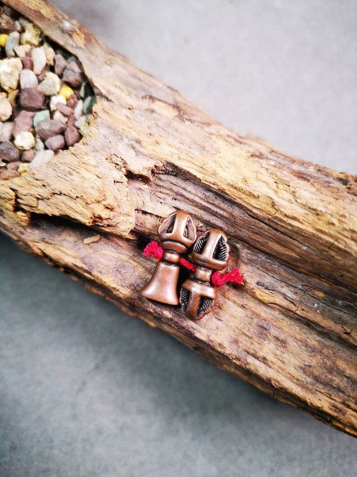 Amulet Pendant,Mini Vajra and Dorje Bell, Mala Accessories - Tibetan Buddhist mala beads, front view