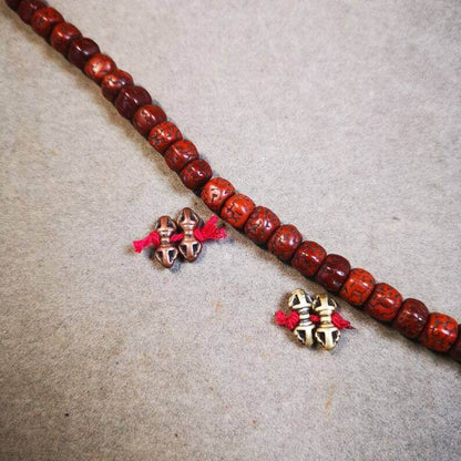 Amulet Pendant,Mini Vajra and Dorje Bell, Mala Accessories - Tibetan Buddhist mala beads, close-up detail