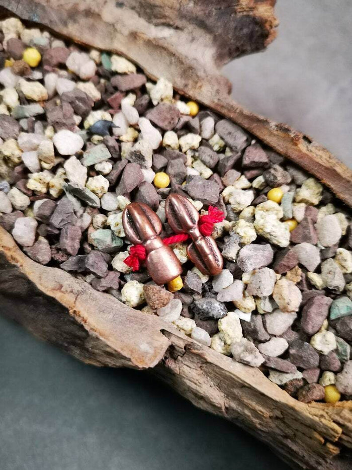 Amulet Pendant,Mini Vajra and Dorje Bell, Mala Accessories - Tibetan Buddhist mala beads, close-up detail