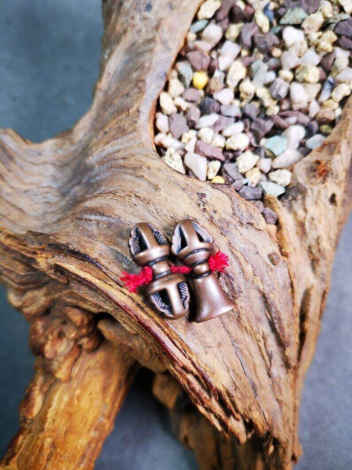 Amulet Pendant,Mini Vajra and Dorje Bell, Mala Accessories - Tibetan Buddhist mala beads, close-up detail