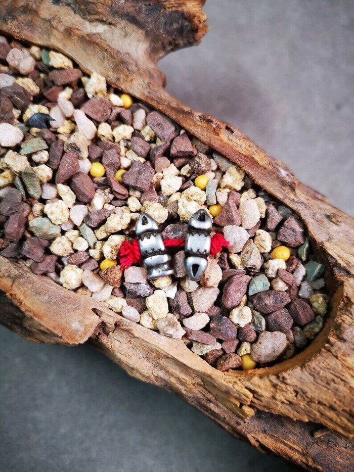 Amulet Pendant,Mini Vajra and Dorje Bell, Mala Accessories - Tibetan Buddhist mala beads, close-up detail