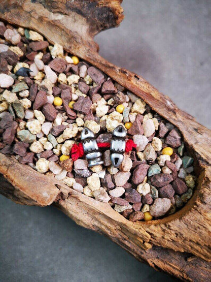 Amulet Pendant,Mini Vajra and Dorje Bell, Mala Accessories - Tibetan Buddhist mala beads, close-up detail