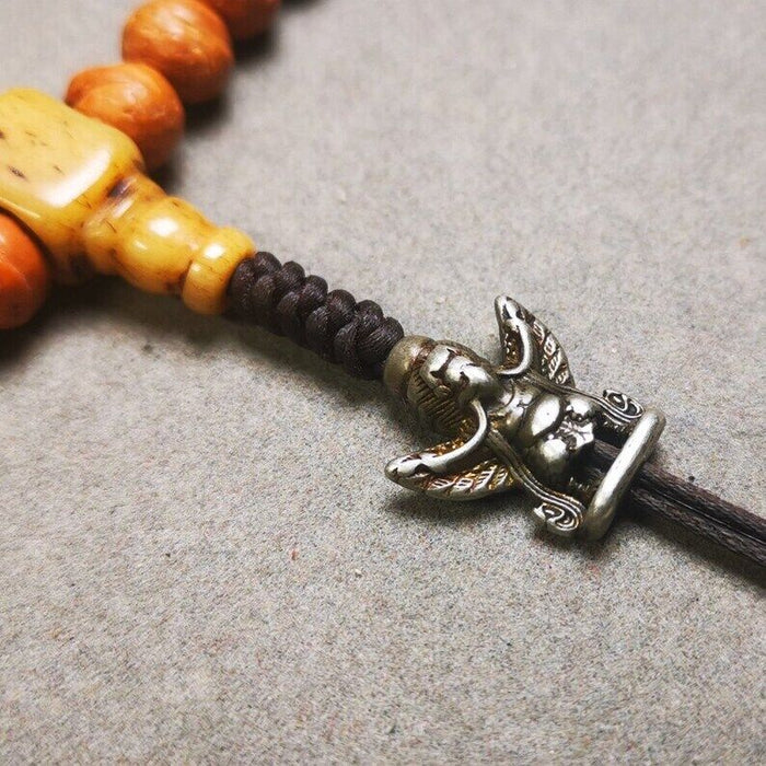 Amulet,Garuda Pendant,Prayer Bead,0.7" - Tibetan Buddhist amulet, detailed view