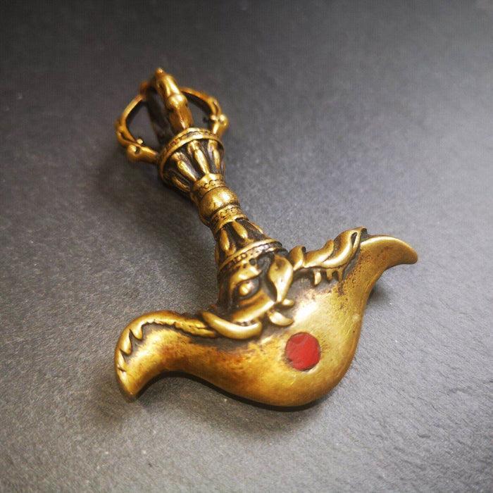 Amulet,Kartika knife of the Dakinis ,Ritual Implement - Tibetan Buddhist amulet, front view