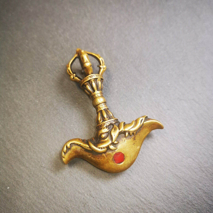 Amulet,Kartika knife of the Dakinis ,Ritual Implement - Tibetan Buddhist amulet, detailed view