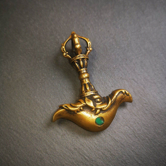 Amulet,Kartika knife of the Dakinis ,Ritual Implement - Tibetan Buddhist amulet, close-up detail