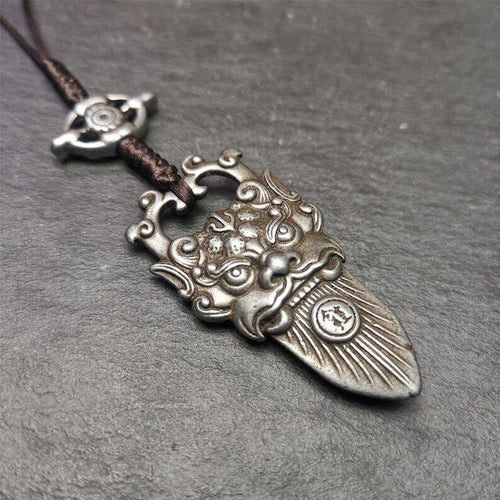 Amulet,Kirtimukha Pendant,Bhoma,Banaspati,1.97" - Tibetan Buddhist amulet, front view