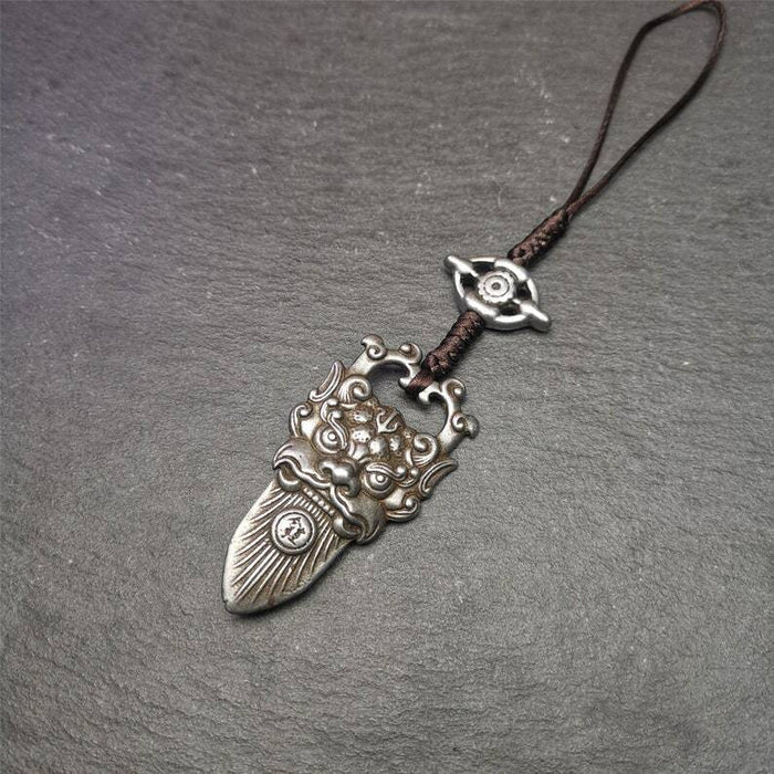 Amulet,Kirtimukha Pendant,Bhoma,Banaspati,1.97" - Tibetan Buddhist amulet, view 4