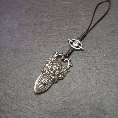 Amulet,Kirtimukha Pendant,Bhoma,Banaspati,1.97" - Tibetan Buddhist amulet, view 4