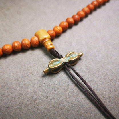 Amulet,Vajra Pendant for Mala,Bag Hanging,Prayer Bead Accessories - Tibetan Buddhist mala beads, close-up detail