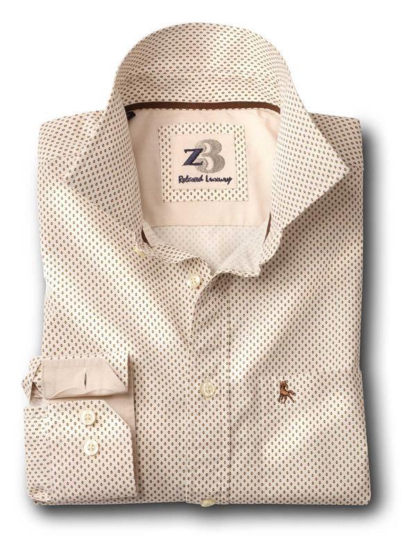 Antoine Ecru Printed Full sleeve single cuff   Cotton Shirt