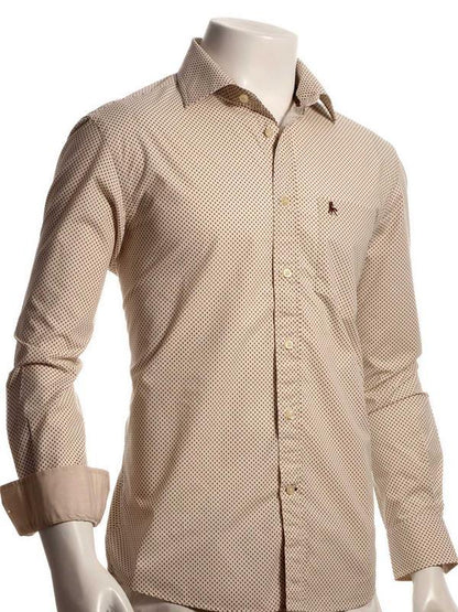 Antoine Ecru Printed Full sleeve single cuff   Cotton Shirt