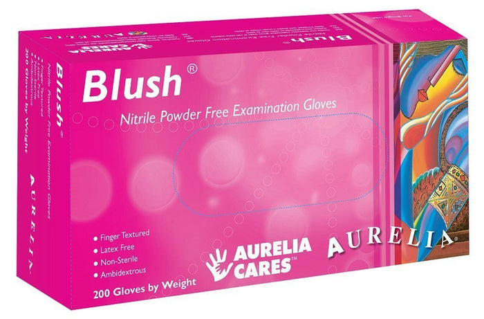 Aurelia - 2.5 MIL Blush PF Nitrile Gloves, Large, 200/Box, 10Box/Cs - 78888