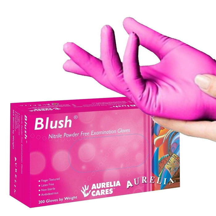 Aurelia - 2.5 MIL Blush PF Nitrile Gloves, Large, 200/Box, 10Box/Cs - 78888
