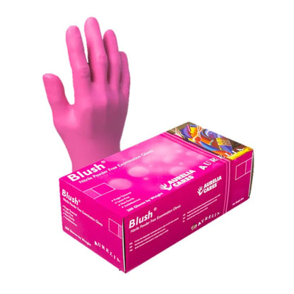 Aurelia - 2.5 MIL Blush PF Nitrile Gloves, Large, 200/Box, 10Box/Cs - 78888