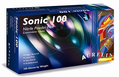 Aurelia - Sonic 100 Nitrile Powder-Free Small Examination Gloves, 100/Box