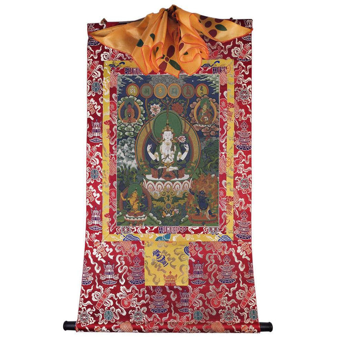 Chenrezig Image - Tibetan thangka painting, view 7