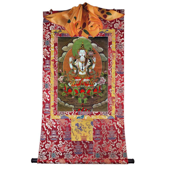Chenrezig Image - Tibetan thangka painting, view 7