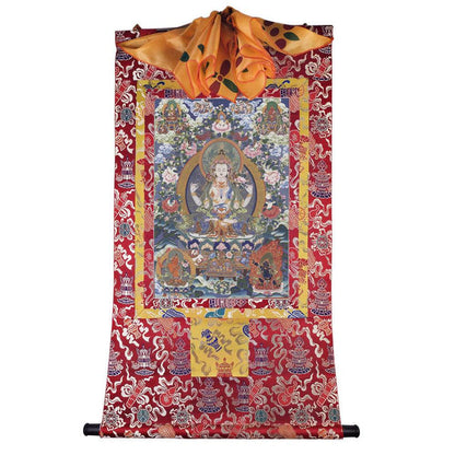 Chenrezig Image - Tibetan thangka painting, view 7