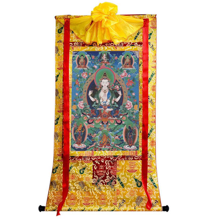 Chenrezig Image - Tibetan thangka painting, view 8
