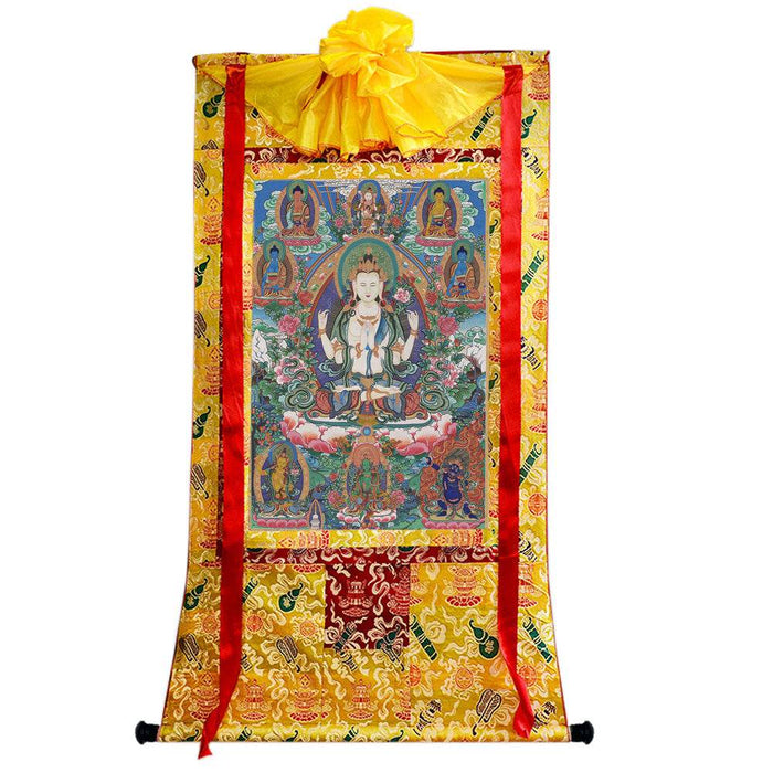 Chenrezig Image - Tibetan thangka painting, view 8
