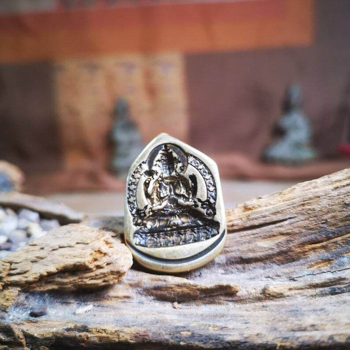 Statue Tsa Tsa Mold Amulet,Chenrezig,Copper Mould - Tibetan tsa tsa mold, front view