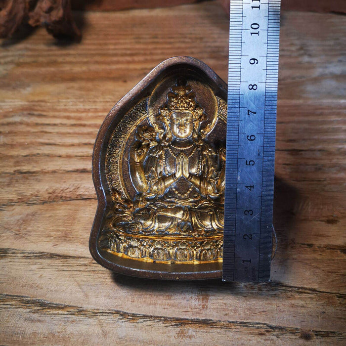 Tsa-Tsa Mold Chenrezig,Four Armed Padmapani - Tibetan tsa tsa mold, view 6