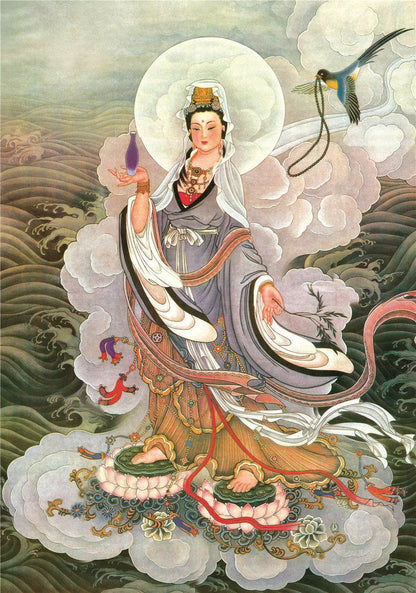 Avalokitesvara - Tibetan thangka painting, front view