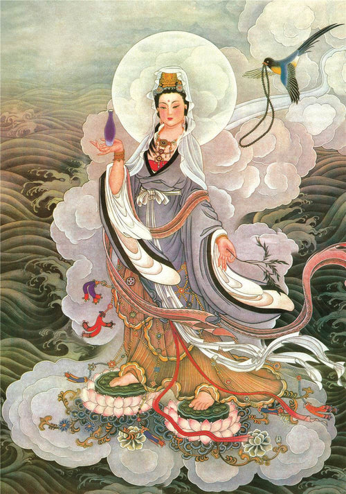 Avalokitesvara - Tibetan thangka painting, front view