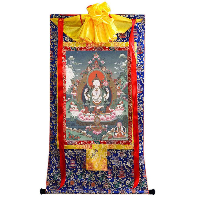 Chenrezig - Tibetan thangka painting, view 4