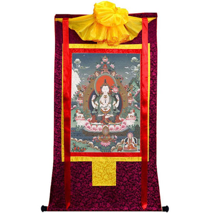 Chenrezig - Tibetan thangka painting, view 5