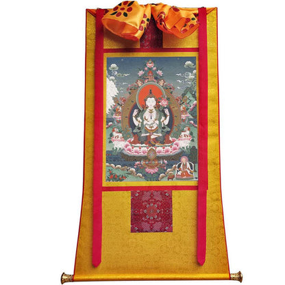 Chenrezig - Tibetan thangka painting, view 6