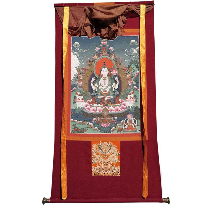 Chenrezig - Tibetan thangka painting, view 7