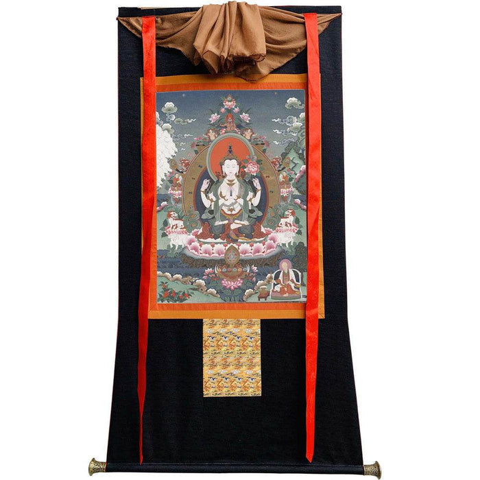 Chenrezig - Tibetan thangka painting, view 8
