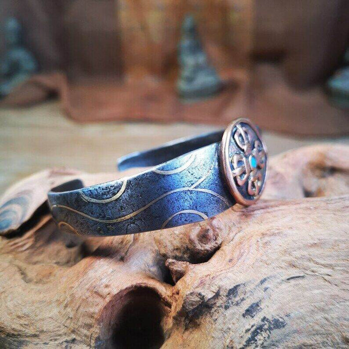 Bangle,Unique Cross Vajra Cuff Bracelet,Protection Jewelry - Tibetan Buddhist vajra, detailed view