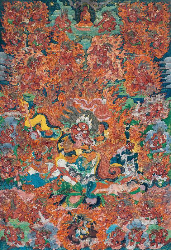 Begtse Chen - Tibetan thangka painting, front view