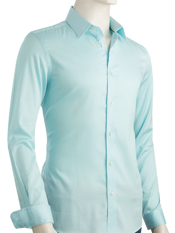 Bercy Mint Solid Full Sleeve Single Cuff Slim Fit Party Wear Blended Shirt