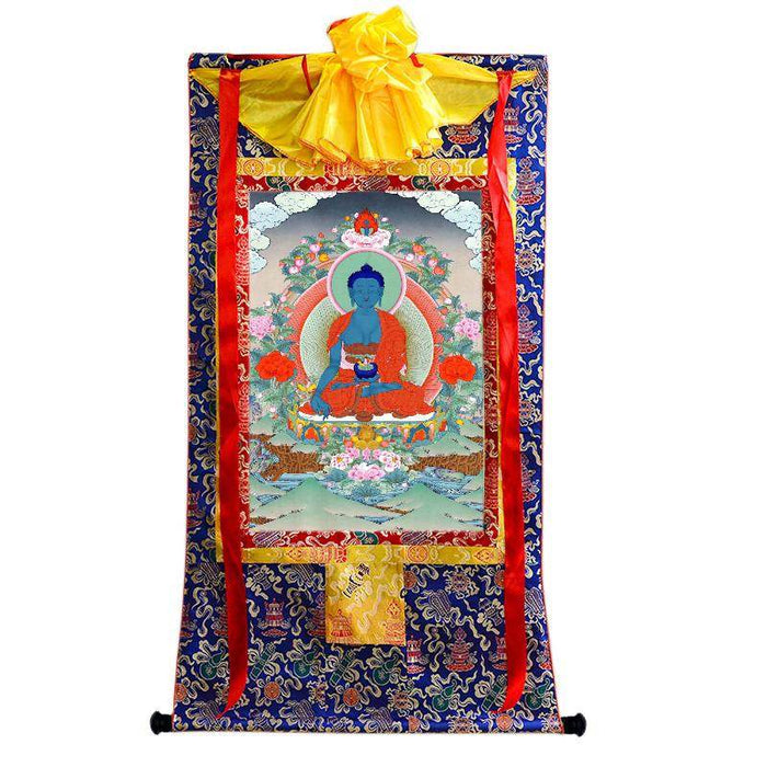 Bhaisajyaguru - Medicine Buddha - Tibetan thangka painting, view 4