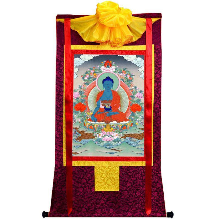 Bhaisajyaguru - Medicine Buddha - Tibetan thangka painting, view 5