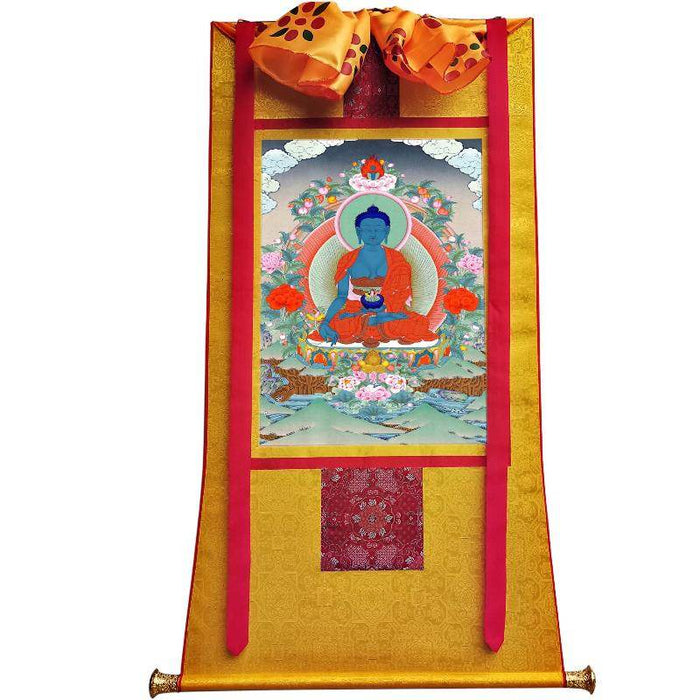 Bhaisajyaguru - Medicine Buddha - Tibetan thangka painting, view 6