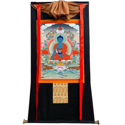 Bhaisajyaguru - Medicine Buddha - Tibetan thangka painting, view 8