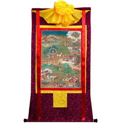 Biography of Shakyamuni Thangka - Tibetan thangka painting, view 5