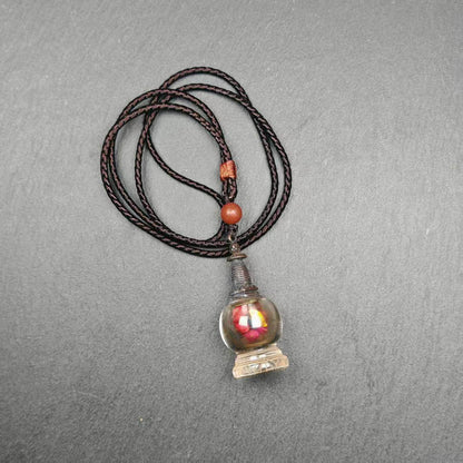 Buddhist Amulet,Crystal Stupa Pendant,Pagoda,Buddhist Tower,Gau Shrine - Tibetan Buddhist amulet, front view